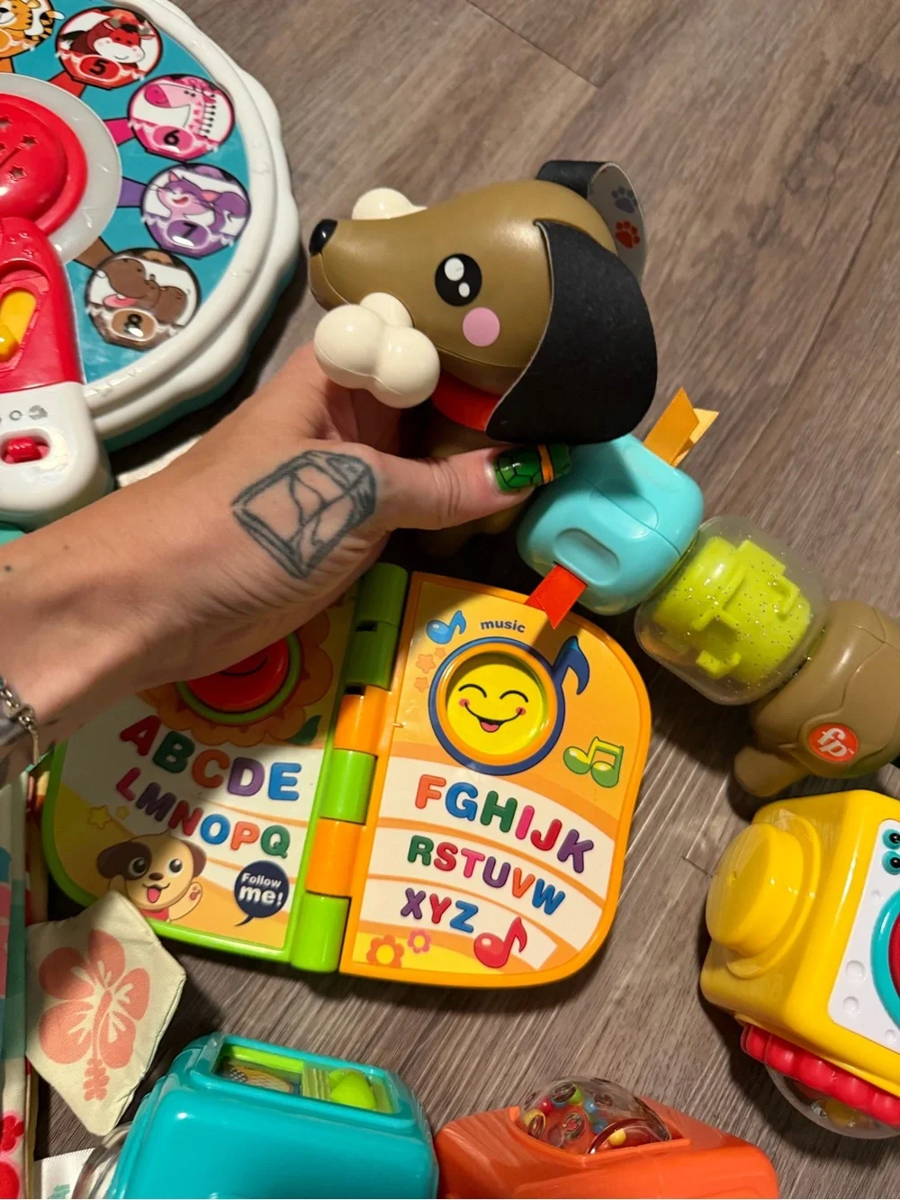 Bundle toddler toys, noise makers/book, activities